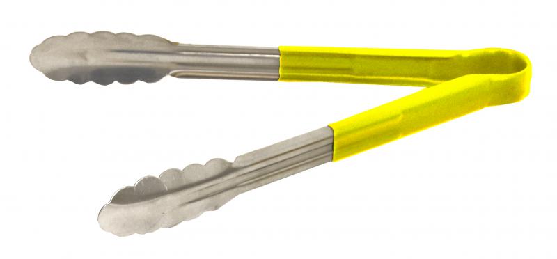 12-inch Heavy-Duty Utility Tong with Yellow Plastic Handle